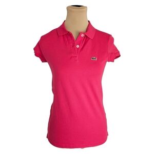 Lacoste Pink Fitted Polo Tee Short Sleeve Sz 2